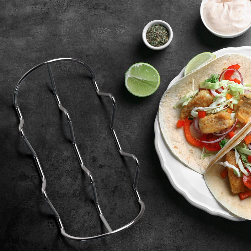 WIDBI Premium Taco Holders - 4 Pack Stainless Steel Taco Stands - Holds 12 Tacos - Fits Most Plates & Air Fryers - Dishwasher & Oven Safe - Stackable Trays - Racks Hold Soft & Hard Shell Tacos - Image 5